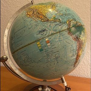 Vintage Lighted Scan Globe 1976 A/S Illuminated Lamp World Globe Made in Denmark